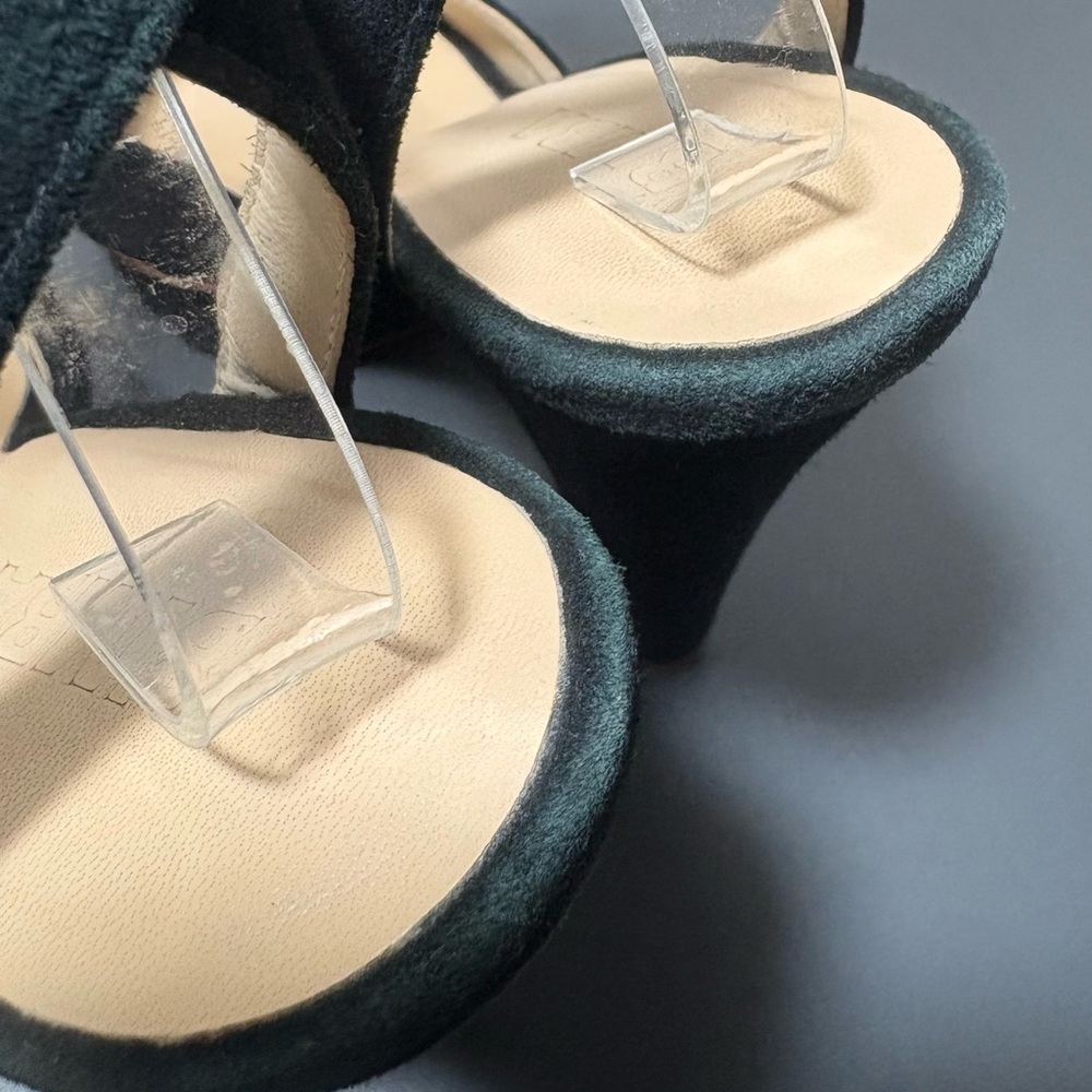 BIMBA Y LOLA Black Suede Chunky Heel Peep-Toe Sandals - Picture 8 of 10